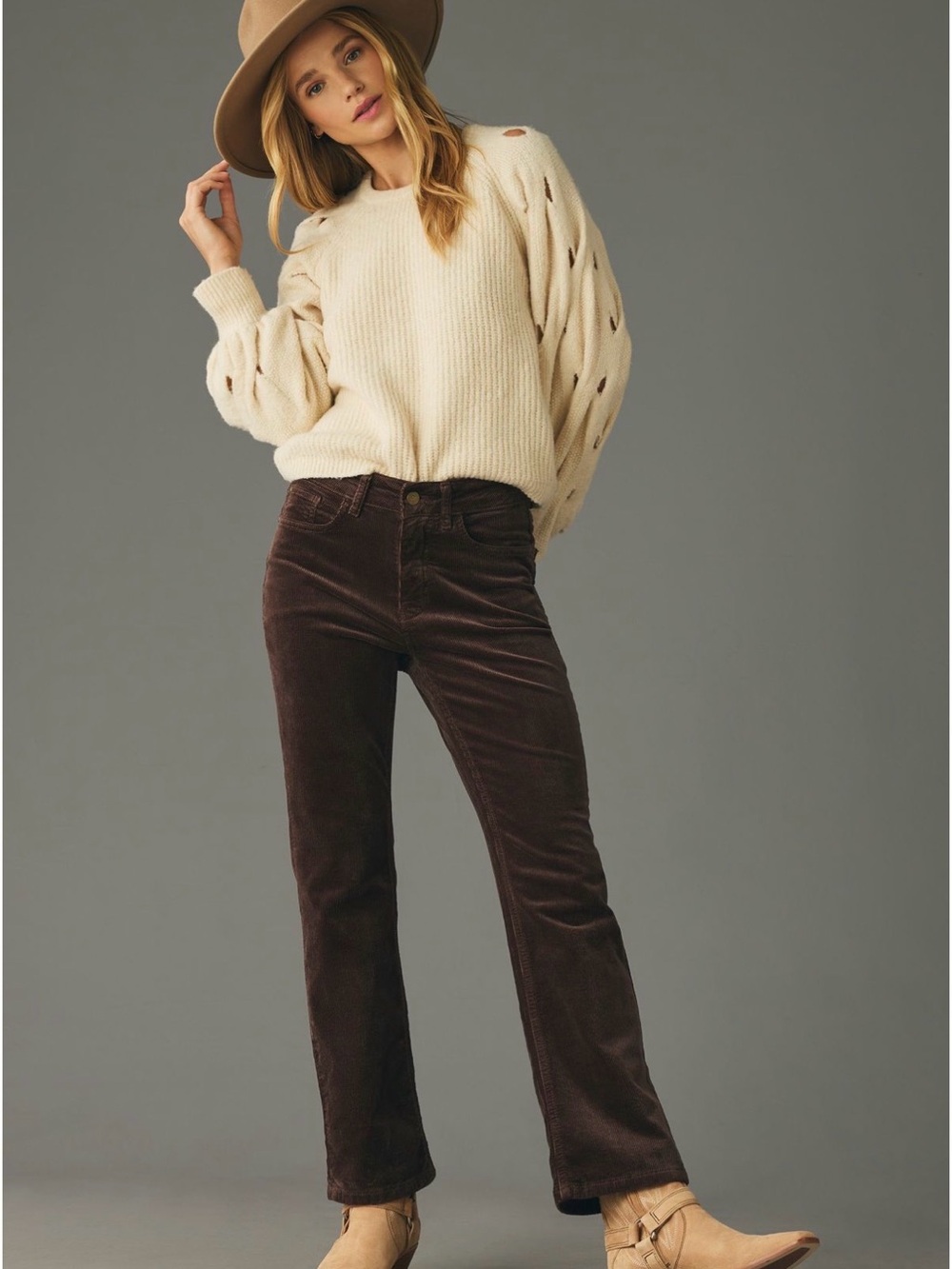 Anthropologie Pilcro Yaya Crol Flare Cords in Dark Mink